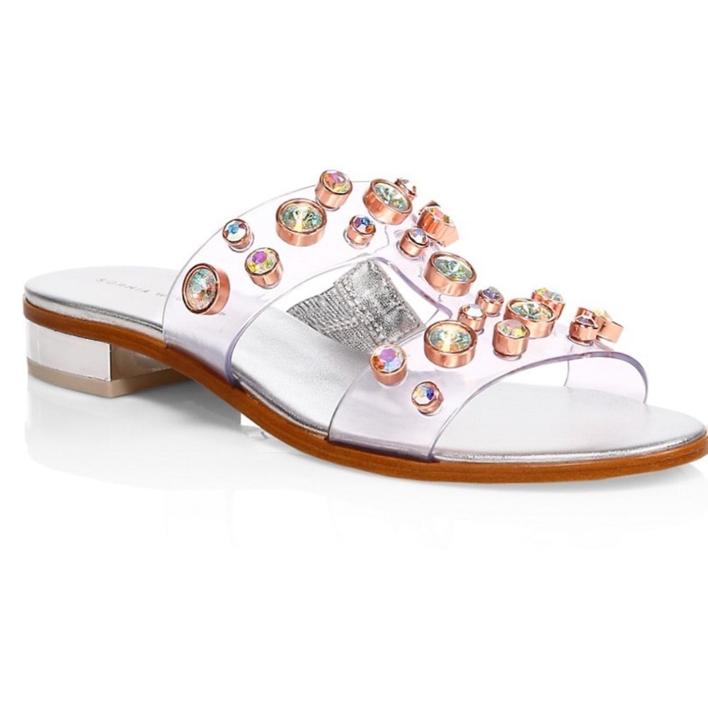 Sophia Webster Flat Sandals Silver & Crystal